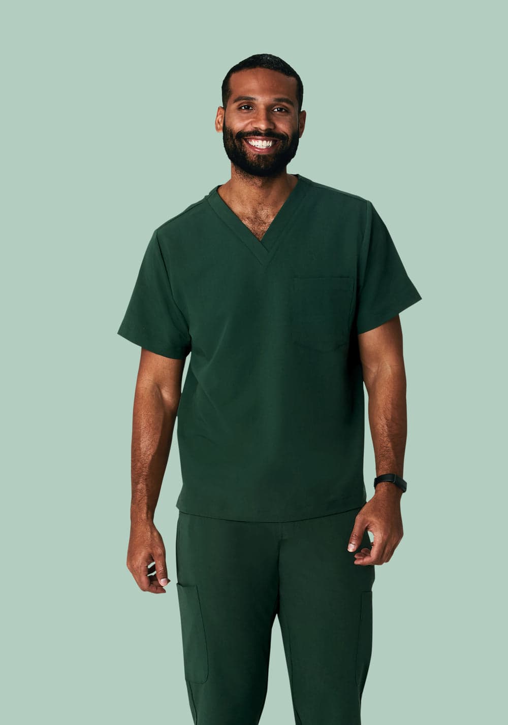 2 Cepli Scrub Üst — Gece Yeşili