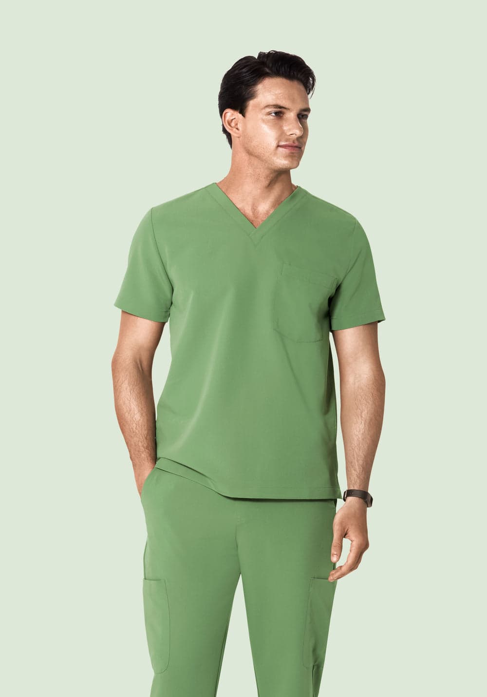 2 Cepli Scrub Üst — Ela Yeşili