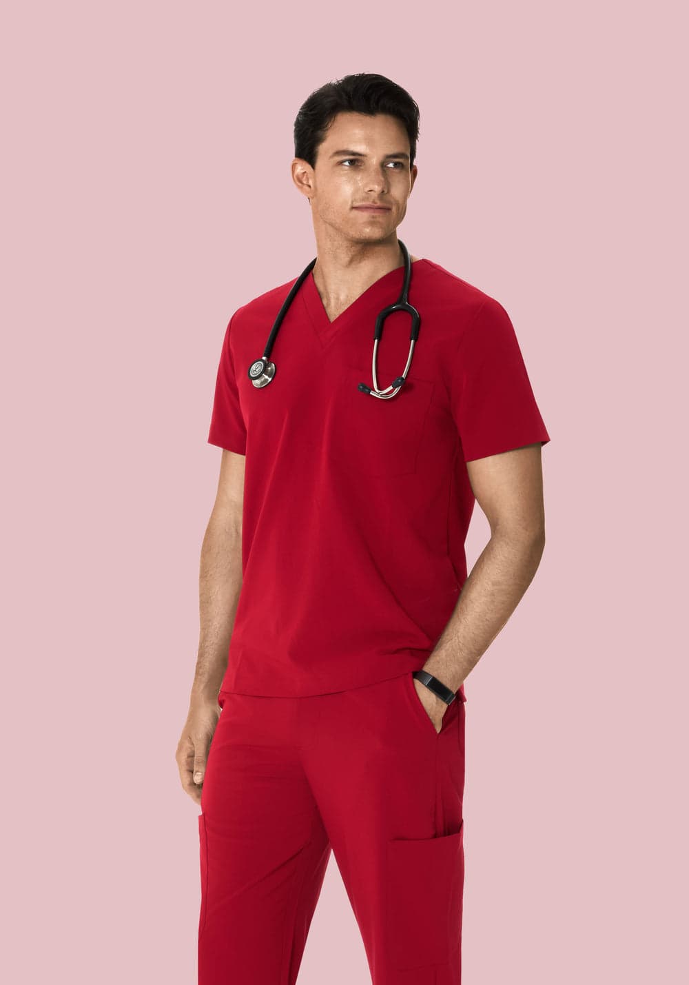 2 Cepli Scrub Üst — Kardinal Kırmızısı