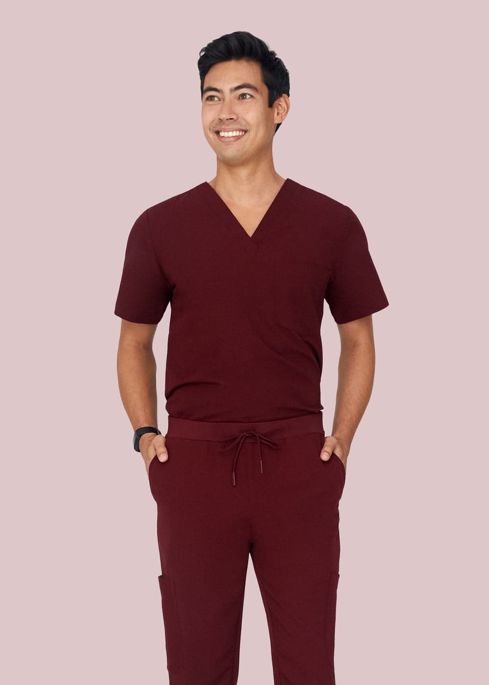 2 Cepli Scrub Üst — Şarap Kırmızısı