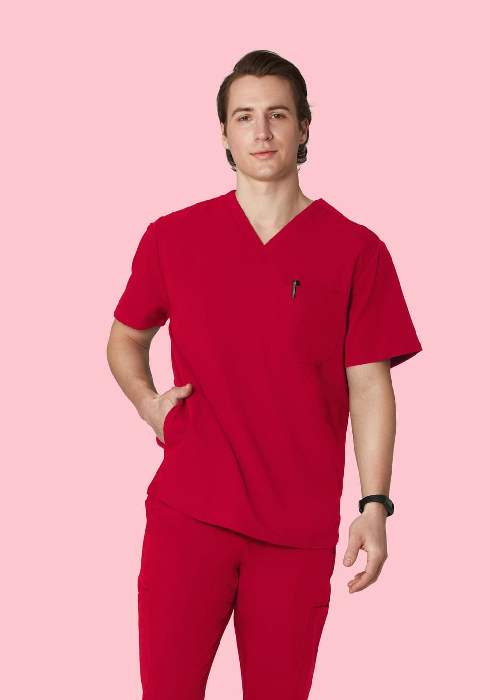 3 Cepli Scrub Üst — Koyu Kırmızı