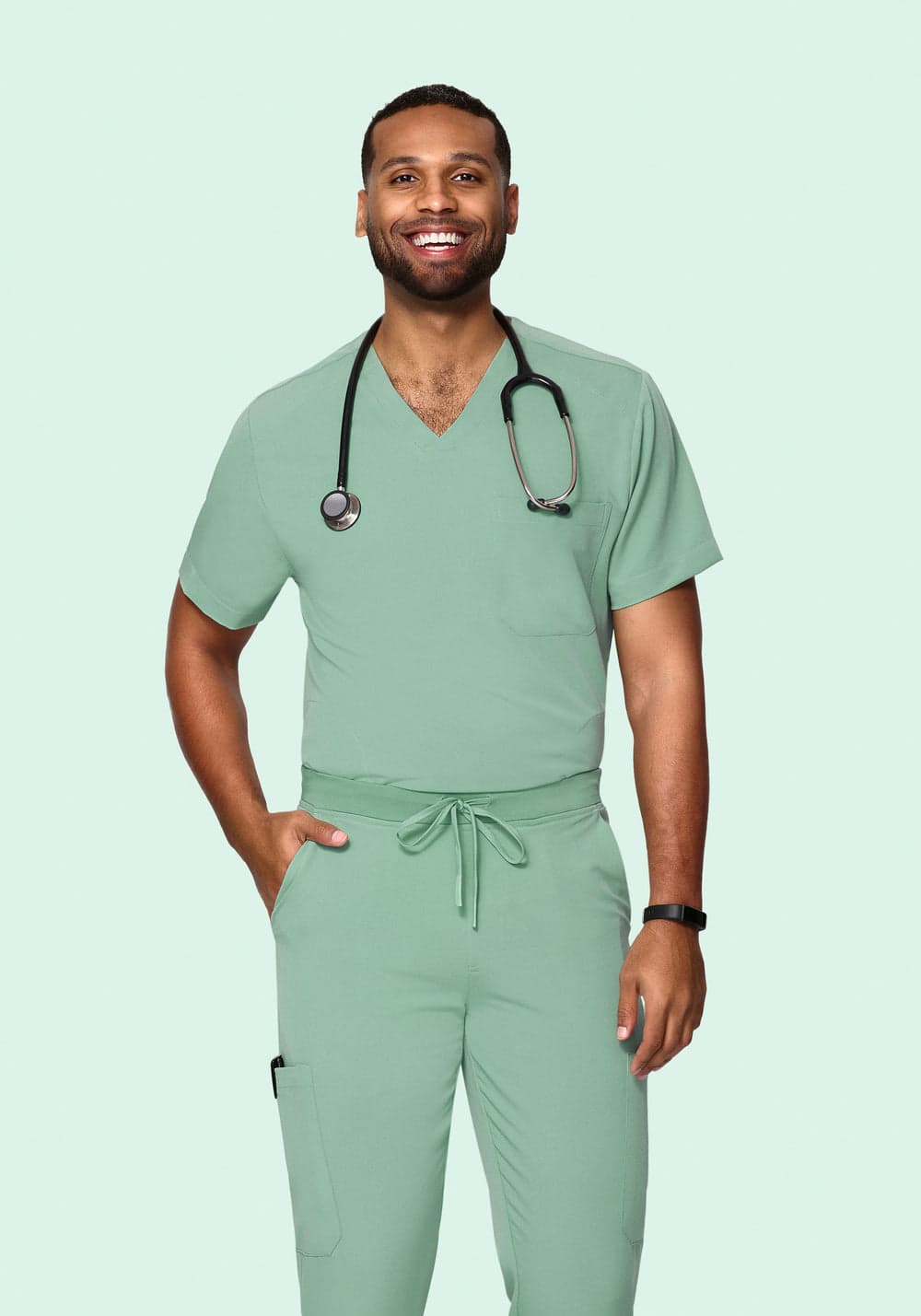 3 Cepli Scrub Üst — Yeşim