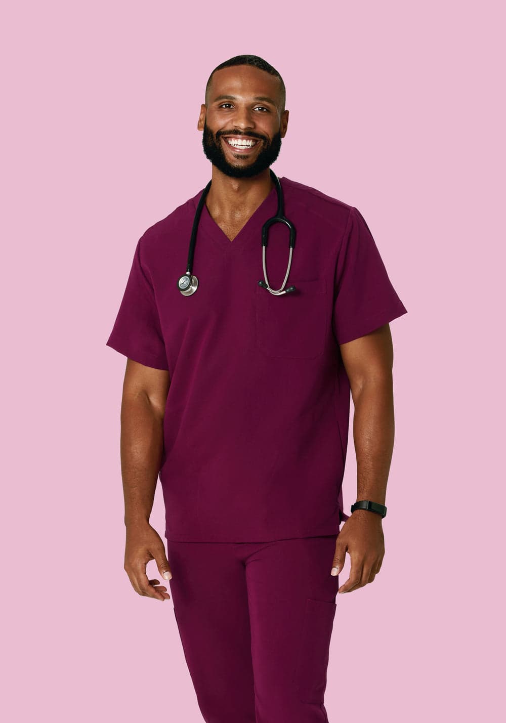 3 Cepli Scrub Üst — Sangria Bordosu