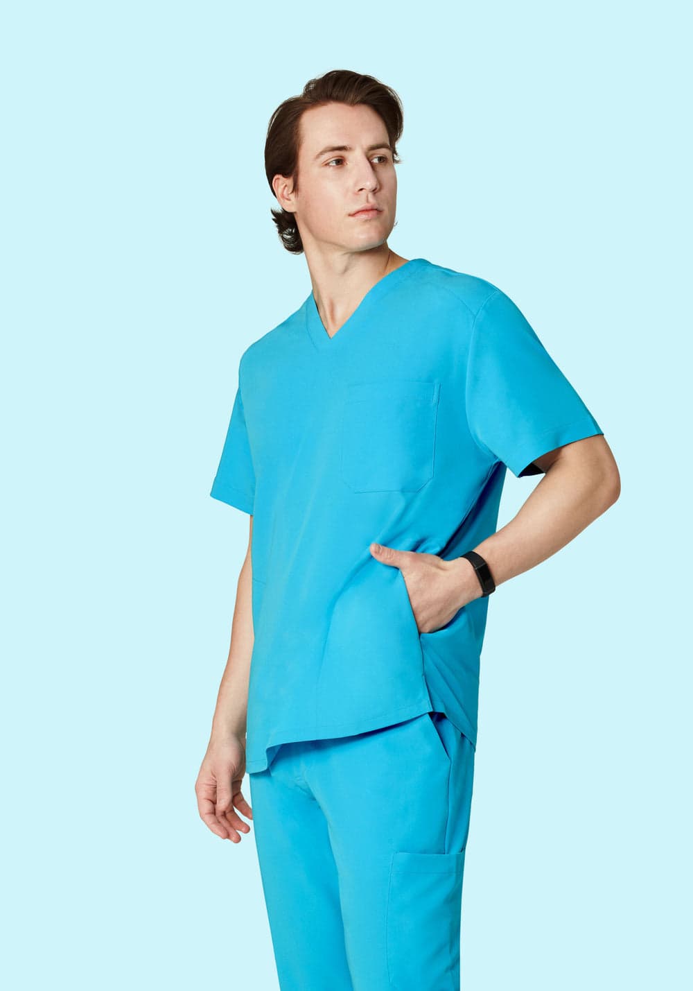 3 Cepli Scrub Üst — Pasifik Mavisi