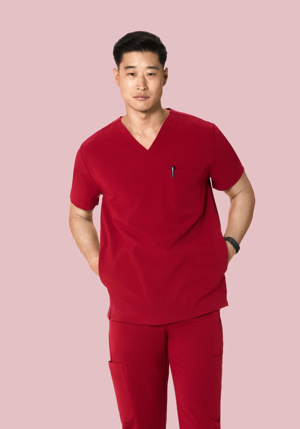 3 Cepli Scrub Üst — Kardinal Kırmızısı