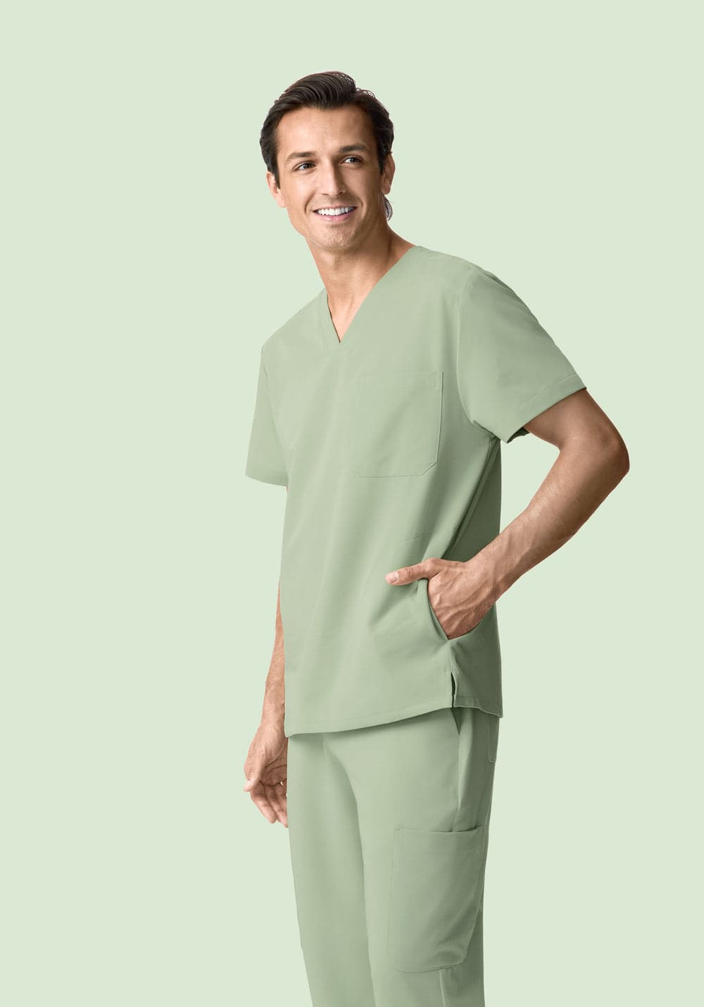 3 Cepli Scrub Üst — Yeşil Çay