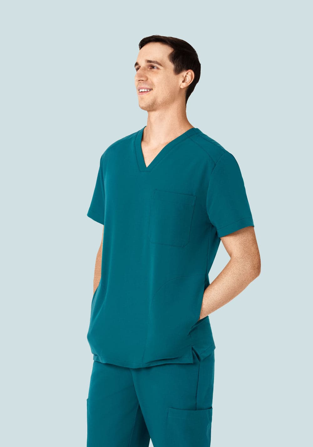 3 Cepli Scrub Üst — Tavus Yeşili
