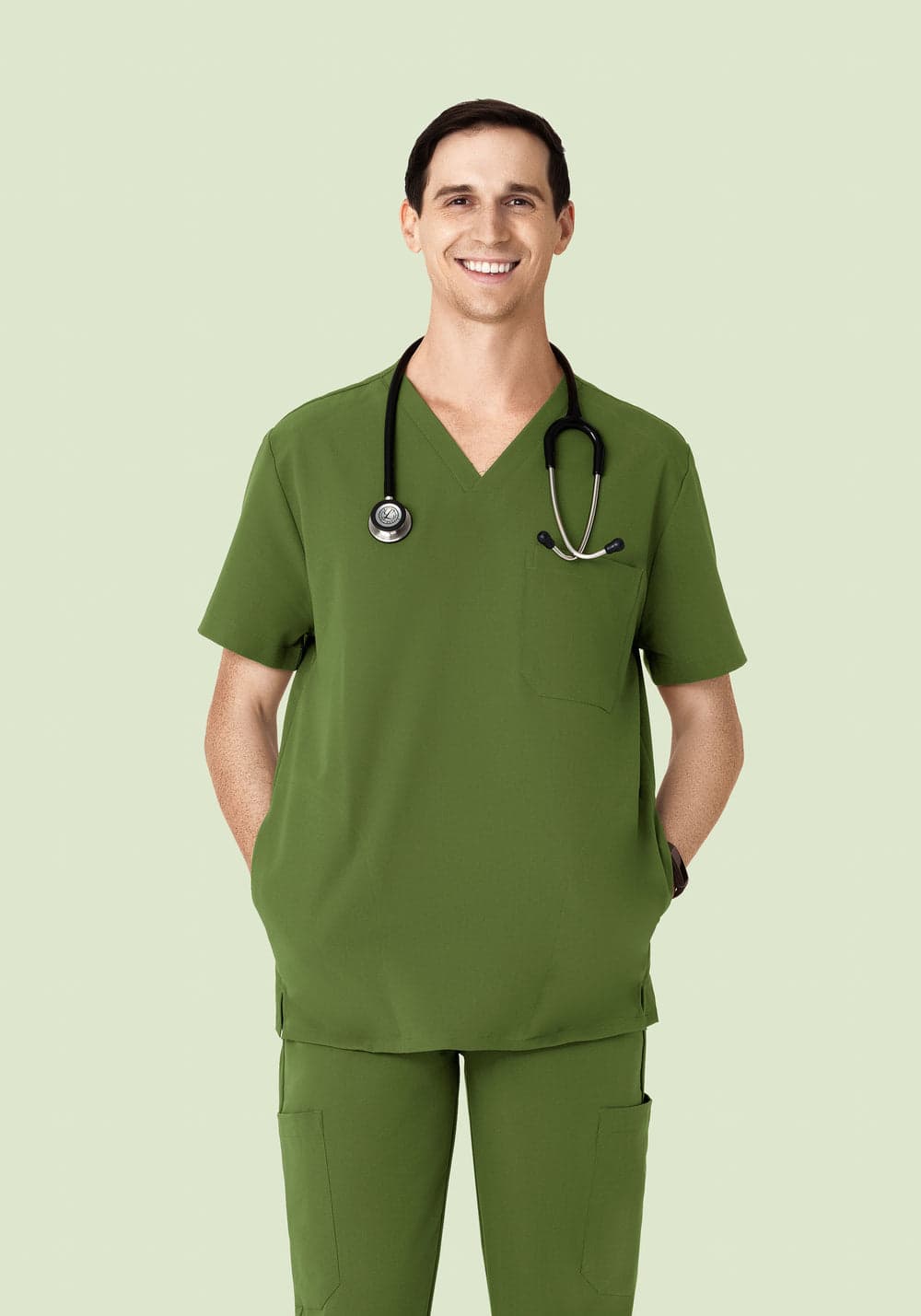 3 Cepli Scrub Üst — Yosun Yeşili