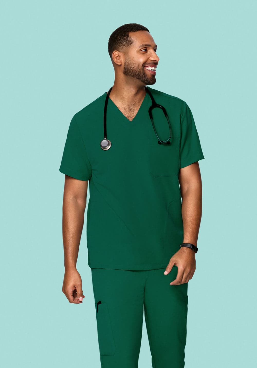 3 Cepli Scrub Üst — Avcı Yeşili