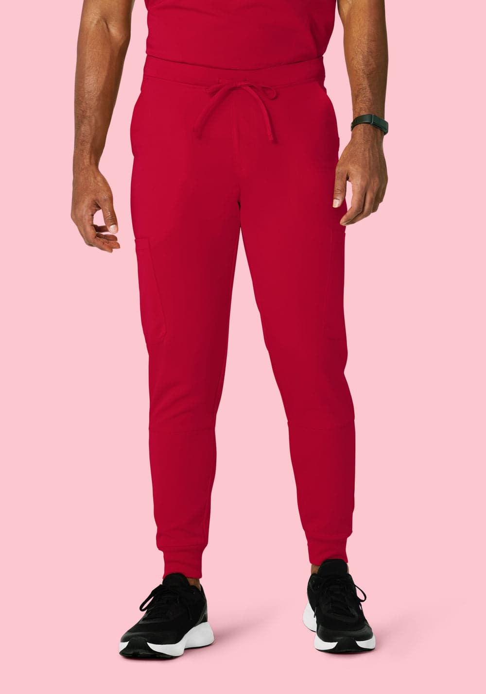 7 Cepli Jogger Scrub Pantolon — Koyu Kırmızı