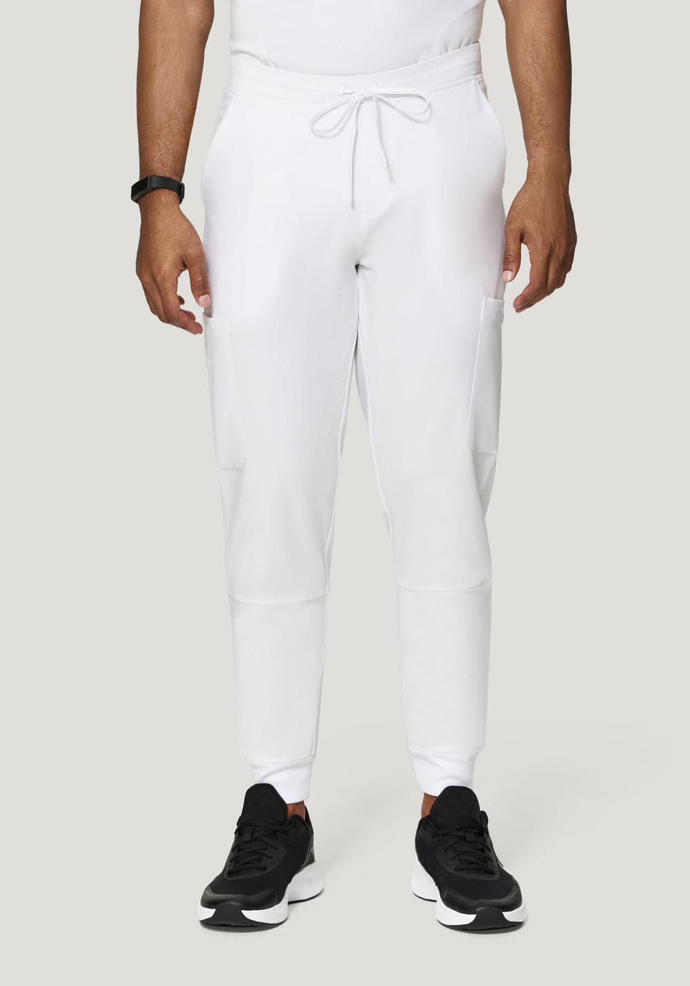 7 Cepli Jogger Scrub Pantolon — Beyaz