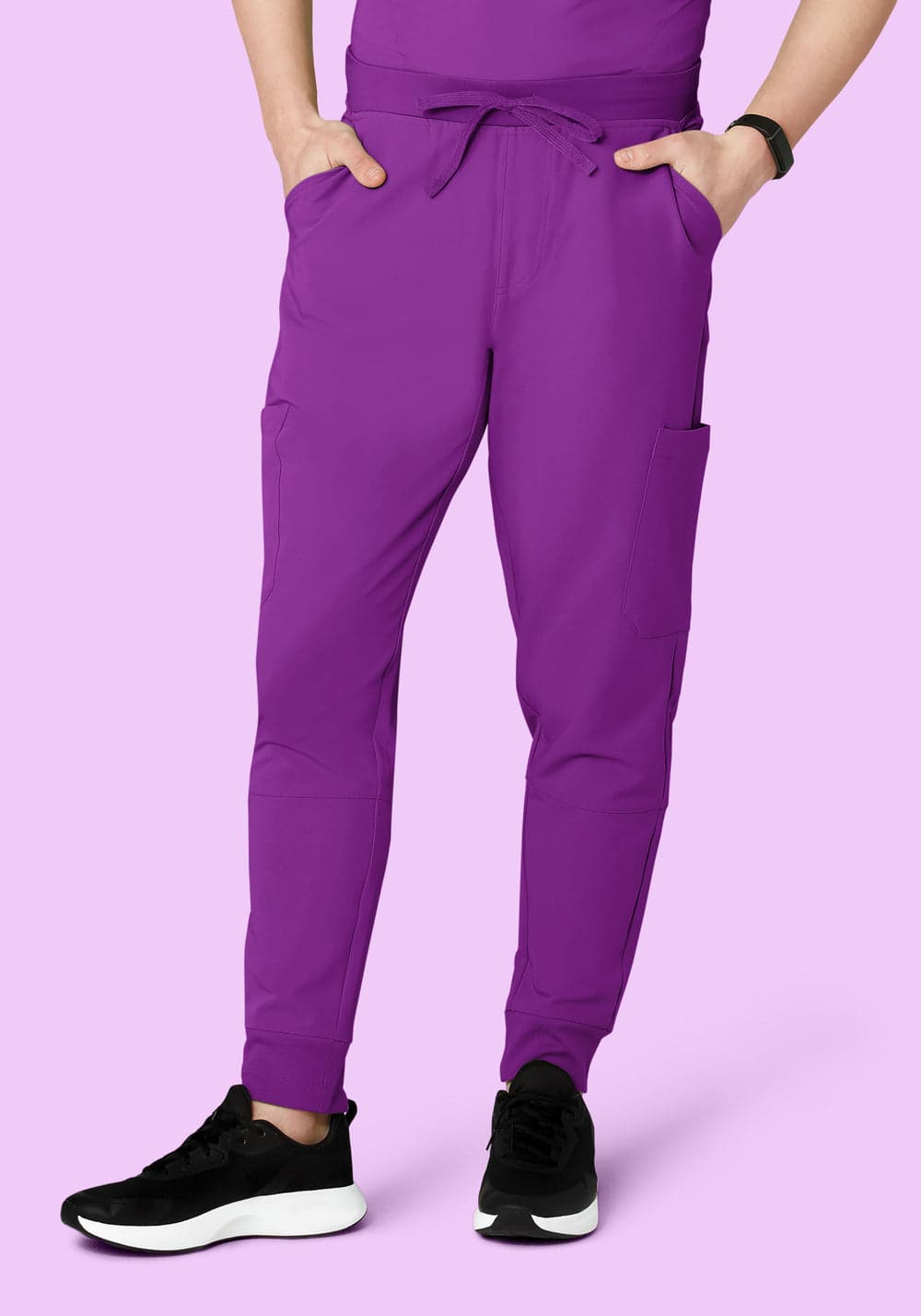 7 Cepli Jogger Scrub Pantolon — Koyu Üzüm