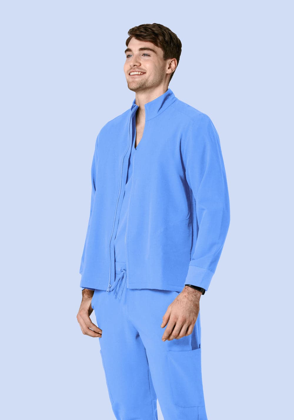 Erkek Modern Scrub Ceket — Buz Mavisi