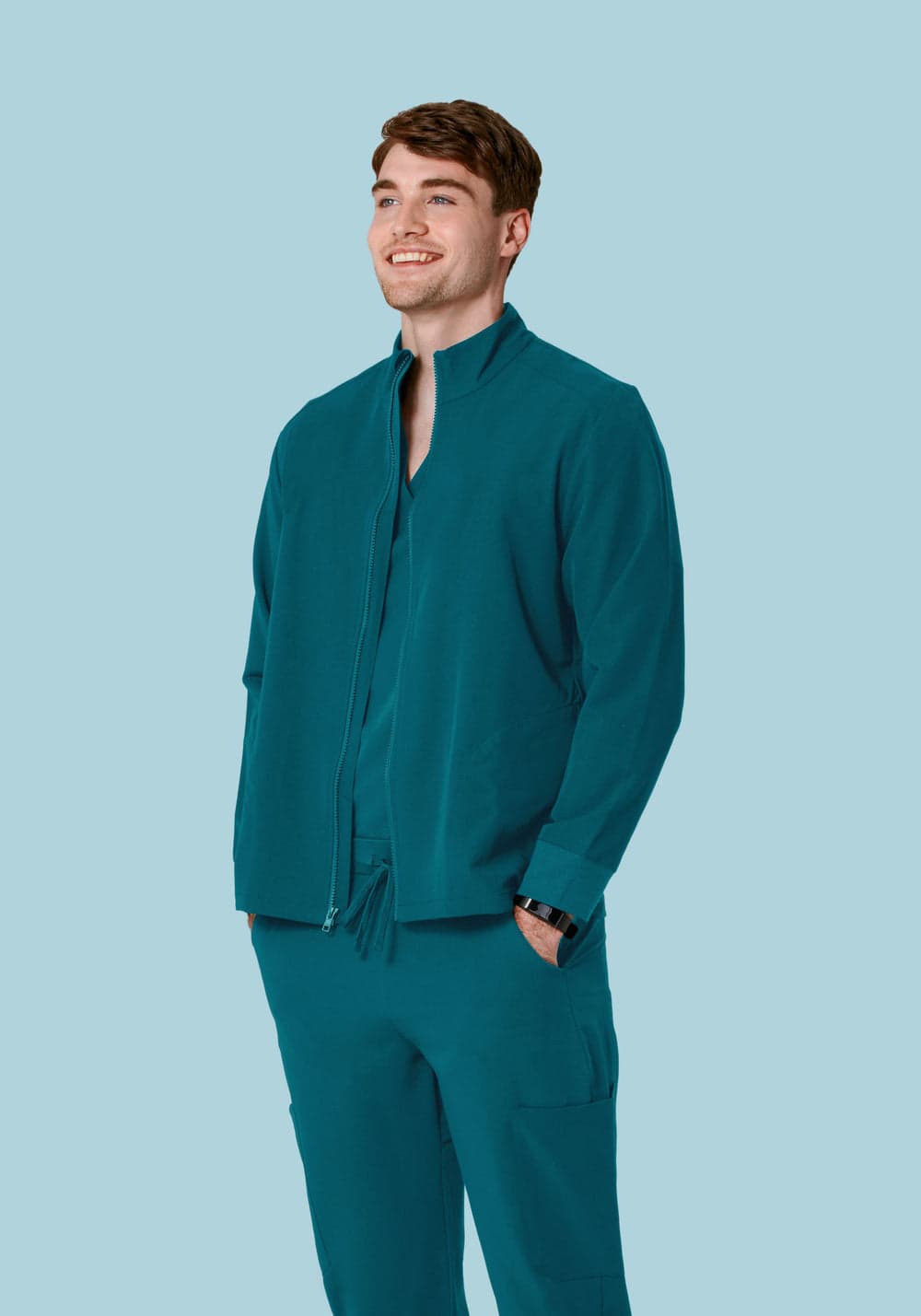 Erkek Modern Scrub Ceket — Karayip Mavisi