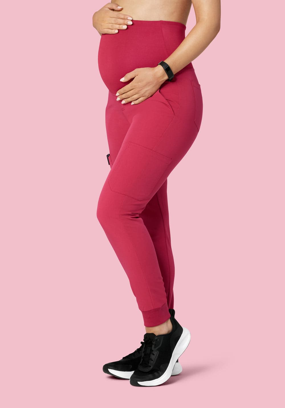 Hamile Jogger Scrub Pantolon — Koyu Gül
