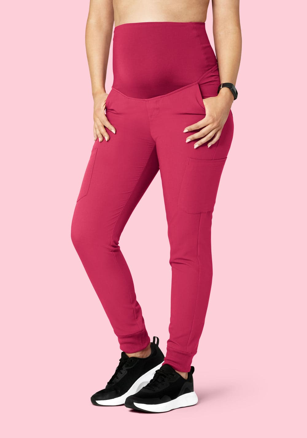 Hamile Jogger Scrub Pantolon — Koyu Macenta