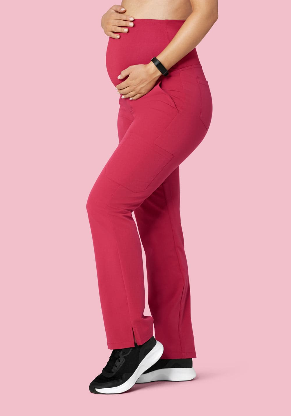Hamile Kargo Scrub Pantolon — Koyu Gül