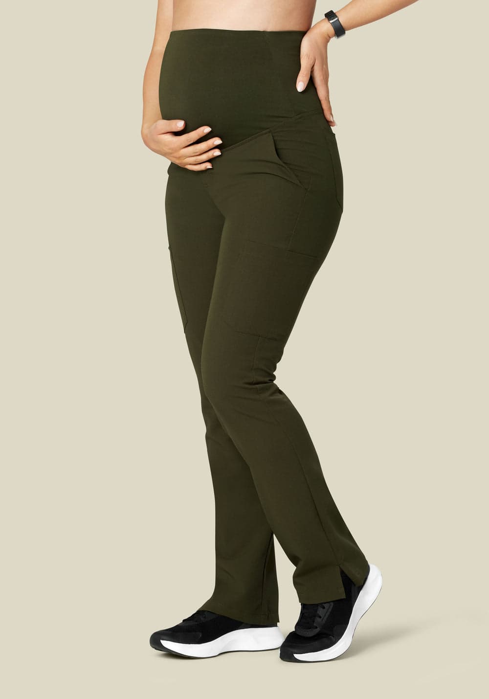 Hamile Kargo Scrub Pantolon — Zeytin Yeşili
