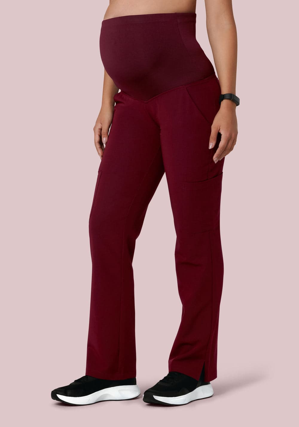 Hamile Kargo Scrub Pantolon — Şarap Kırmızısı