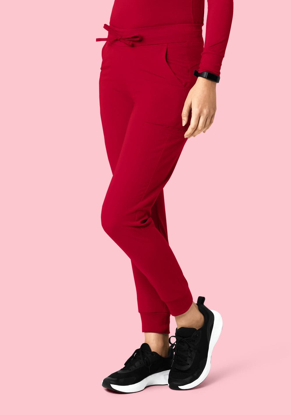 11 Cepli Jogger Scrub Pantolon — Koyu Kırmızı