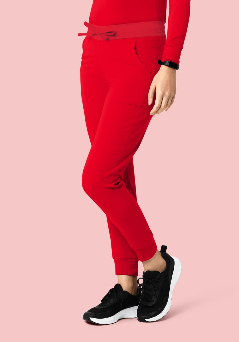 11 Cepli Jogger Scrub Pantolon — Şeker Kırmızısı