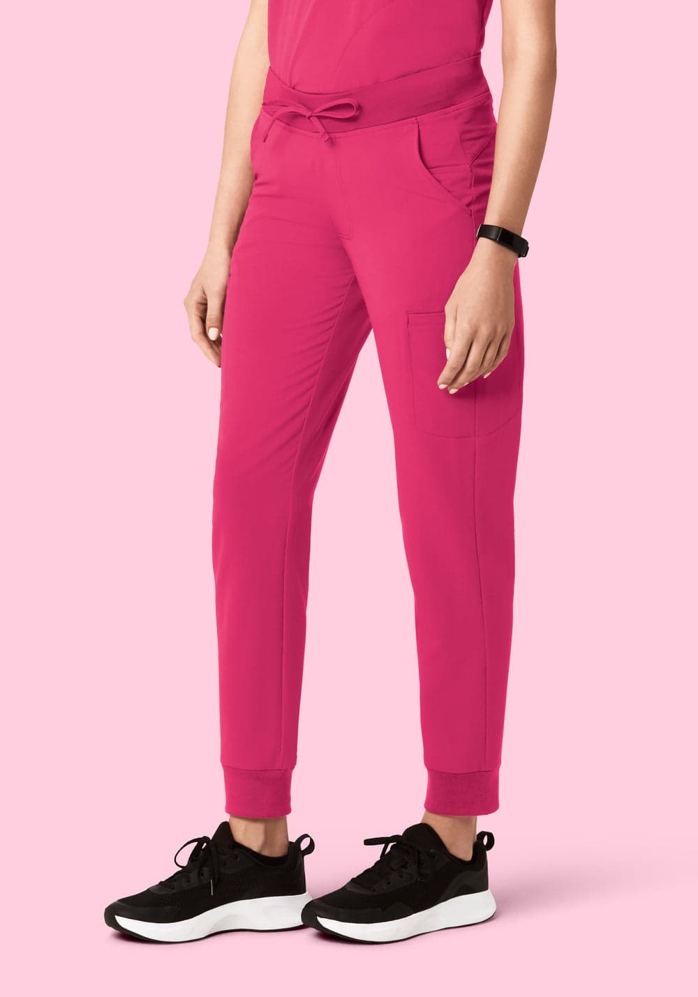 11 Cepli Jogger Scrub Pantolon — Fuşya Pembe