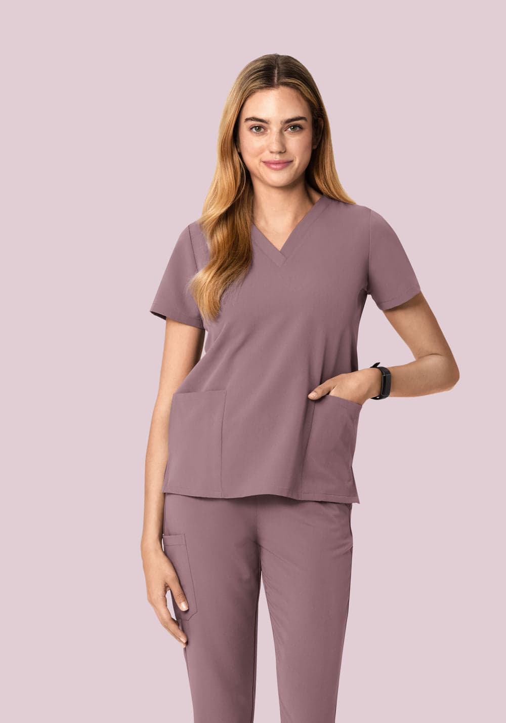 6 Cepli Scrub Üst — Ay Tozu Grisi