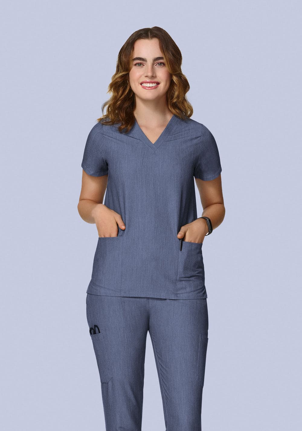 6 Cepli Scrub Üst — Kırçıllı Denim