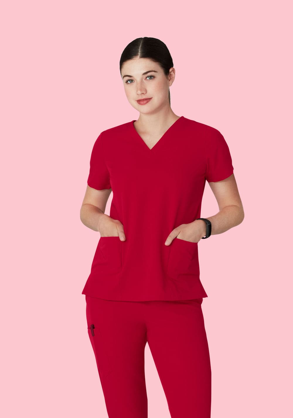 6 Cepli Scrub Üst — Koyu Kırmızı