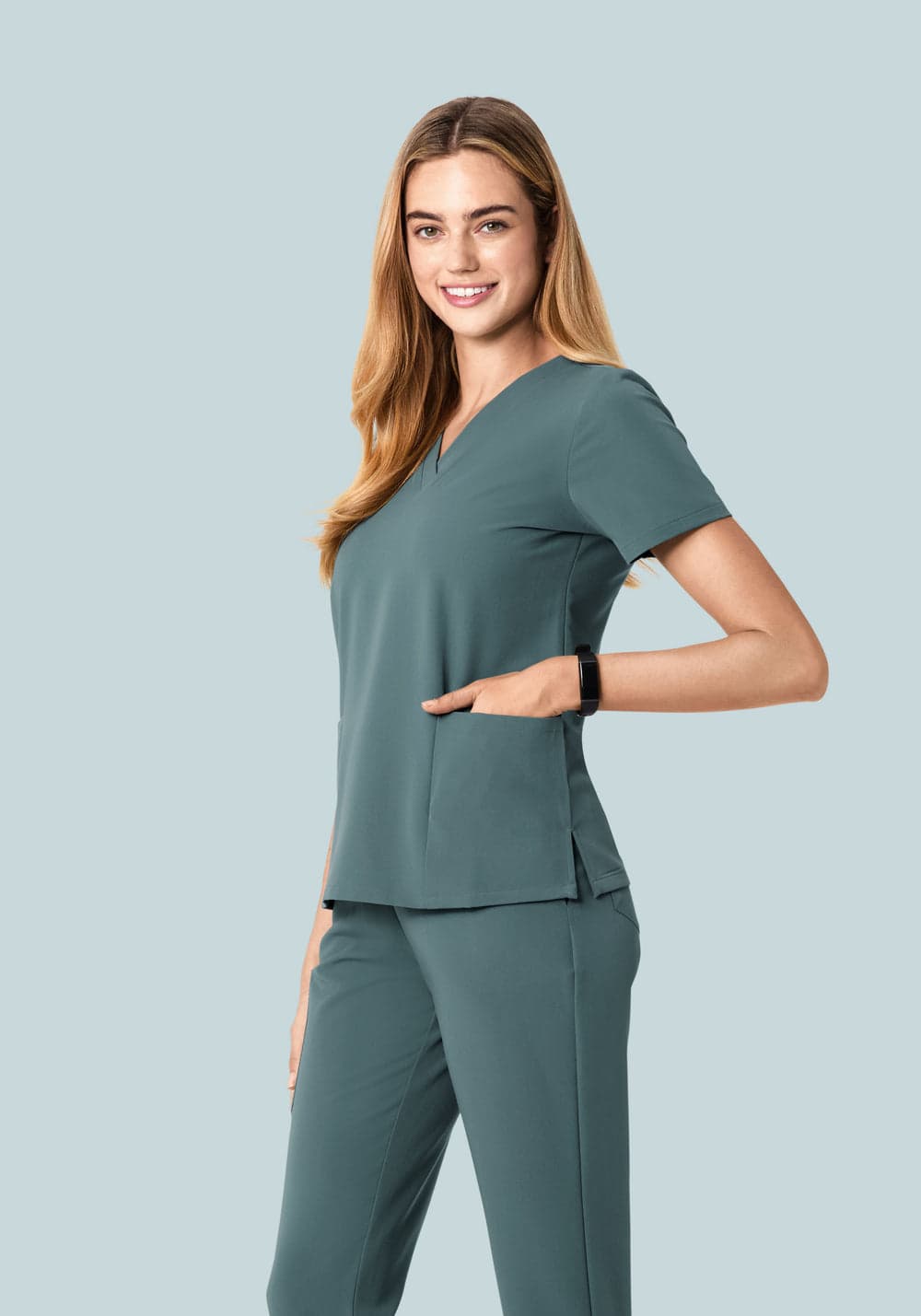 6 Cepli Scrub Üst — Fırtına Grisi