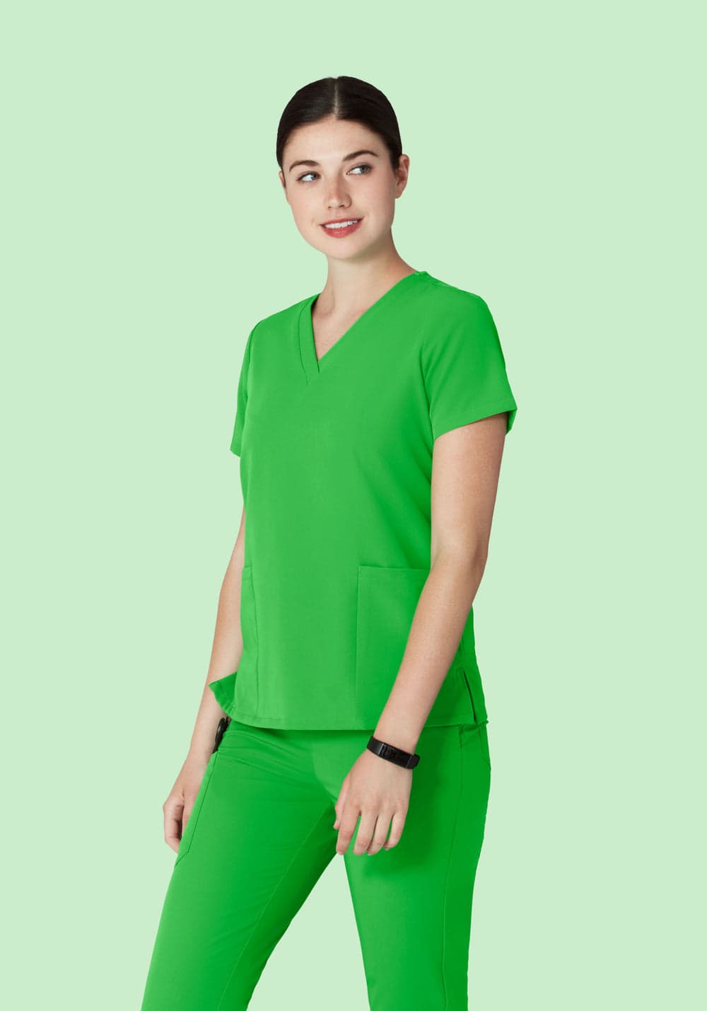 6 Cepli Scrub Üst — Çimen Yeşili