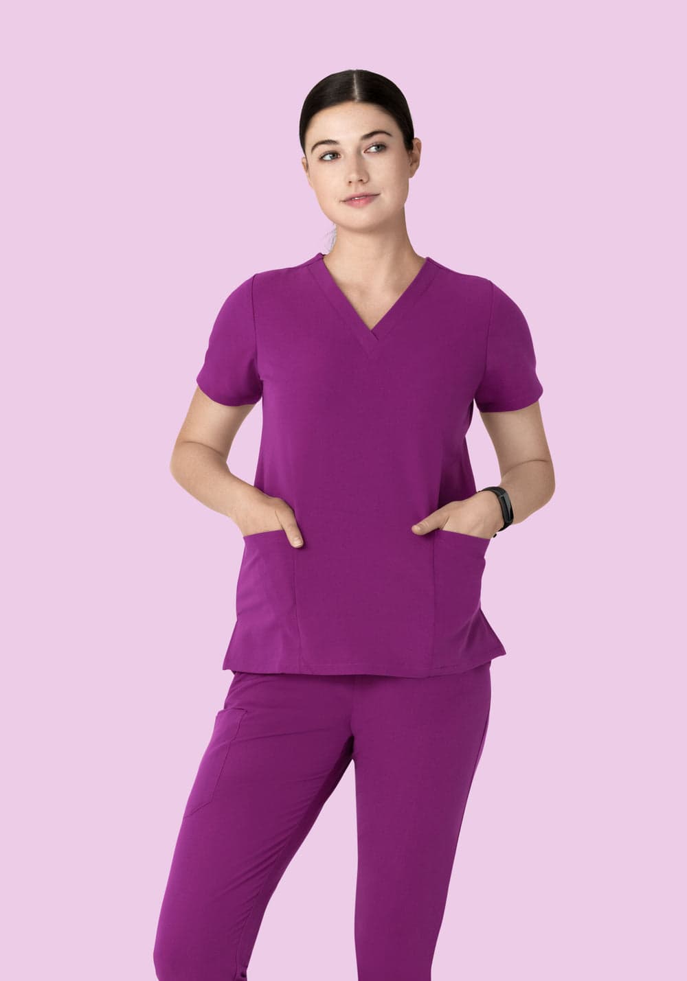 6 Cepli Scrub Üst — Koyu Orkide