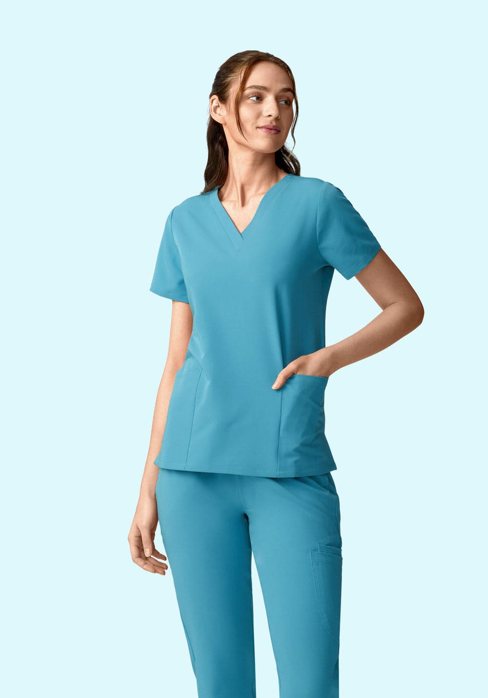 6 Cepli Scrub Üst — Dalga Mavisi