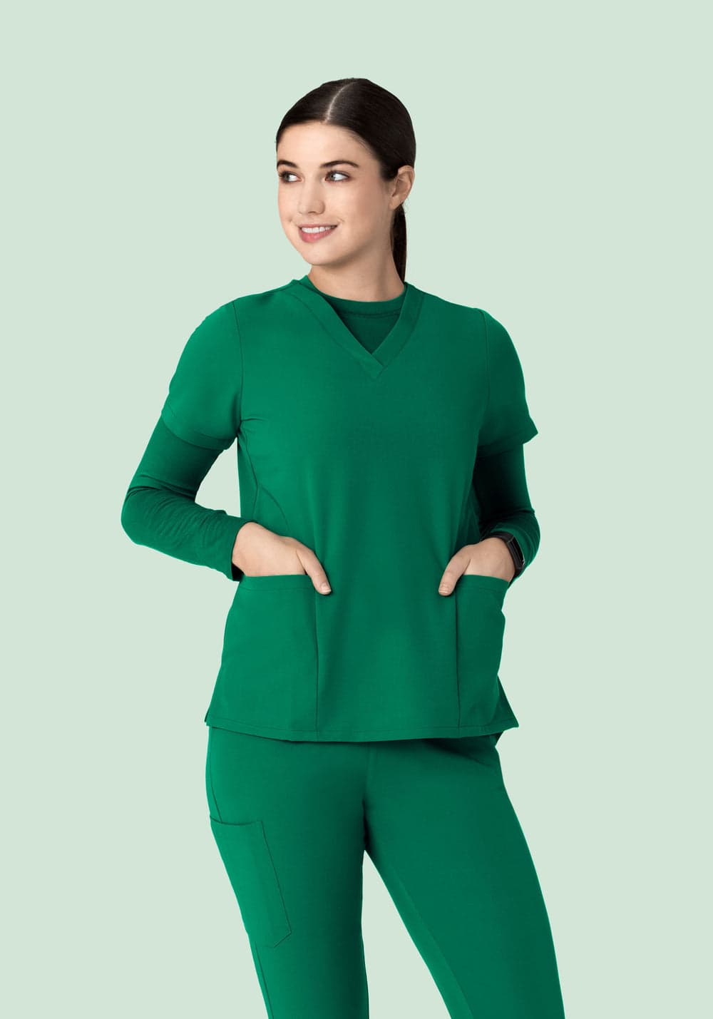 6 Cepli Scrub Üst — Orman Yeşili