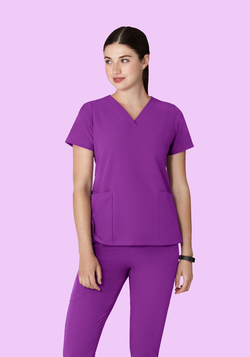 6 Cepli Scrub Üst — Koyu Üzüm