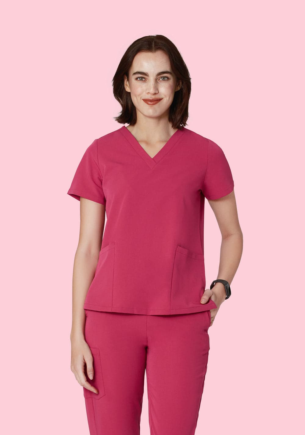 6 Cepli Scrub Üst — Koyu Macenta