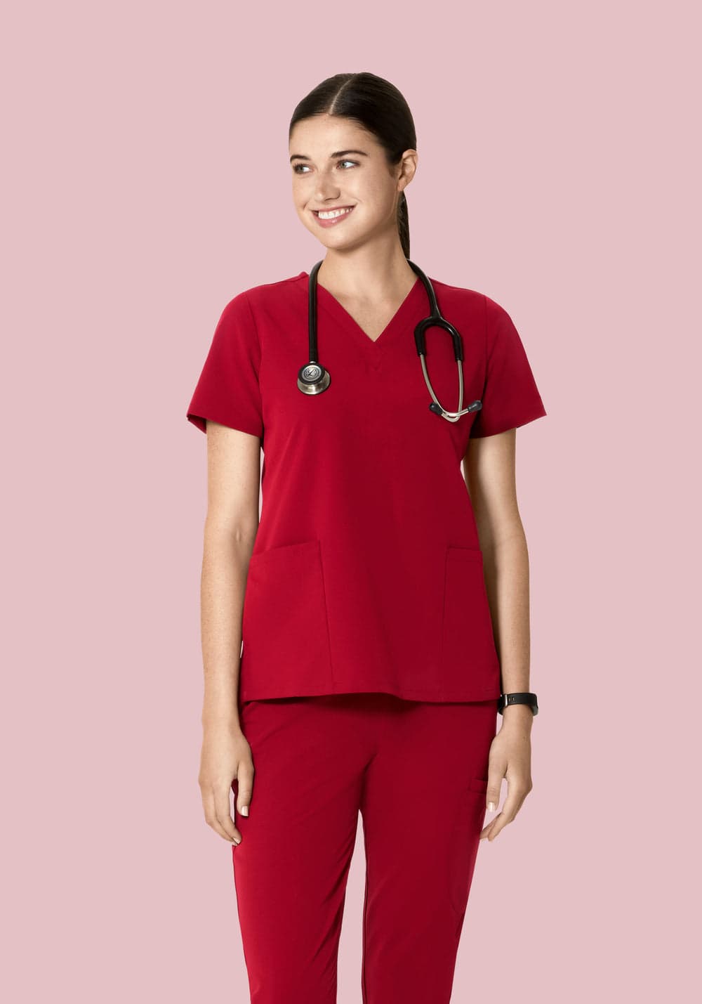 6 Cepli Scrub Üst — Kardinal Kırmızısı