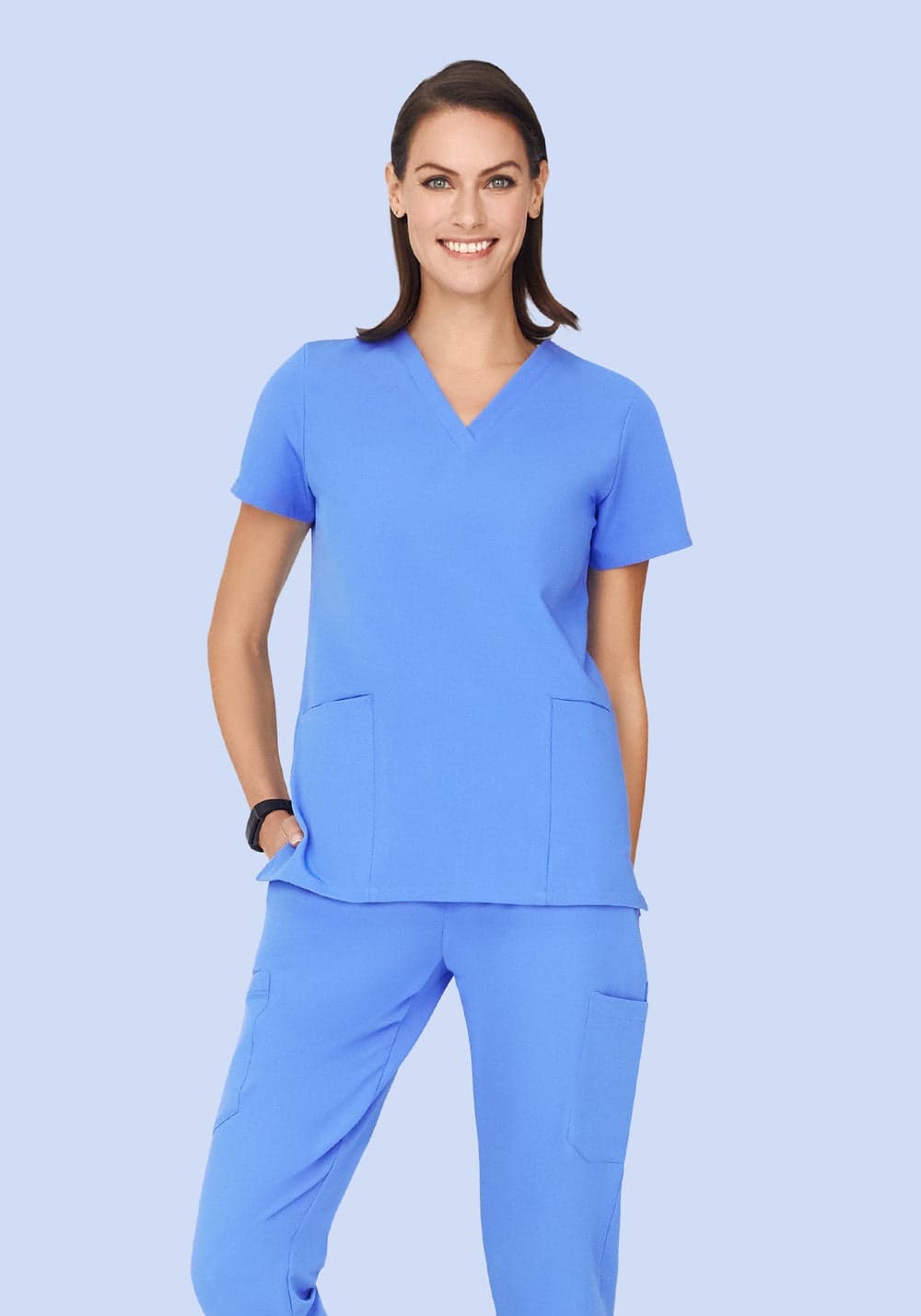 6 Cepli Scrub Üst — Buz Mavisi