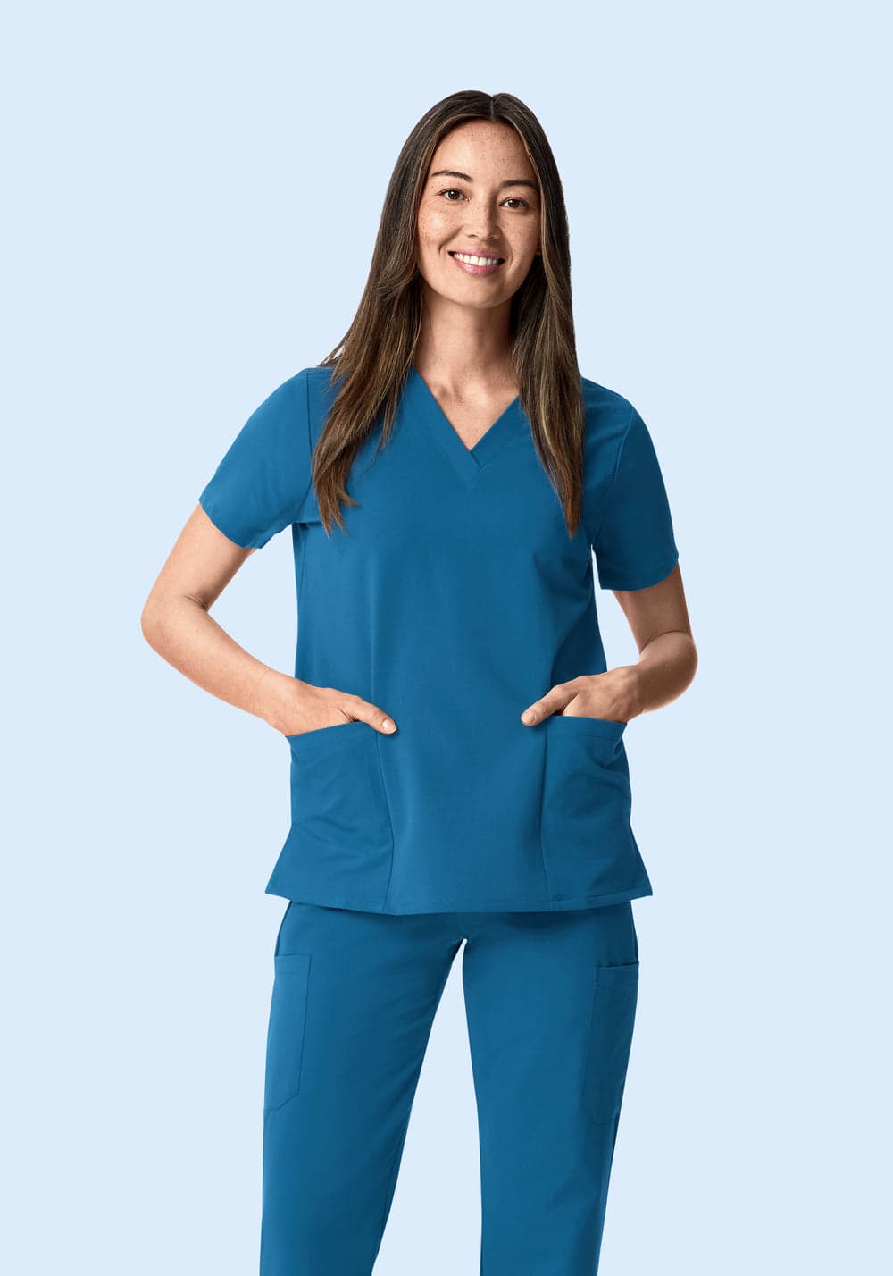6 Cepli Scrub Üst — Vallarta Mavisi