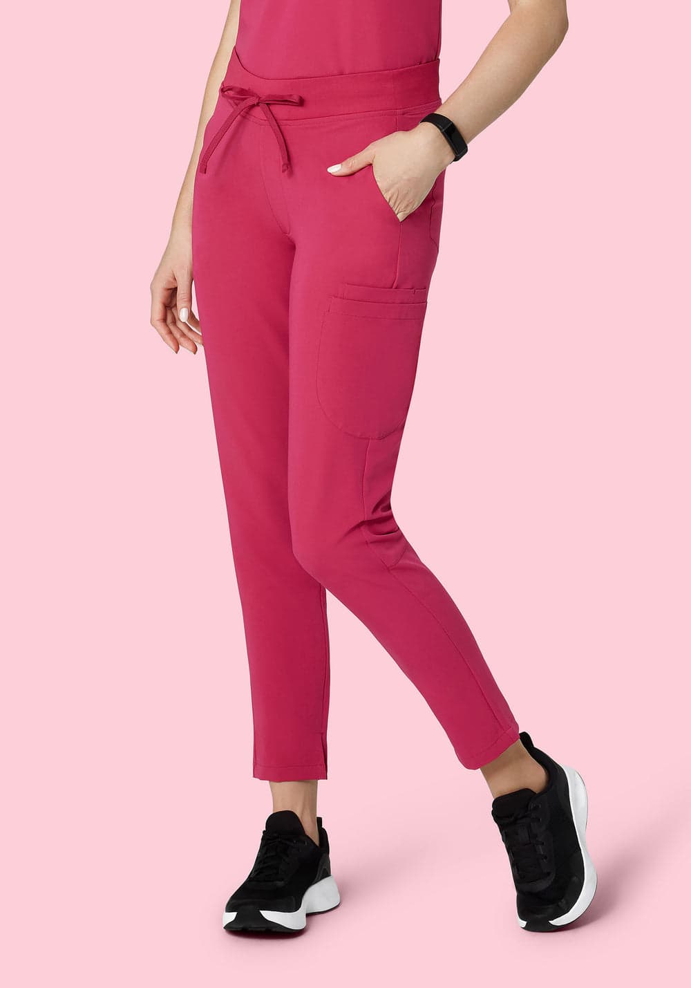 6 Cepli Slim Scrub Pantolon — Koyu Macenta