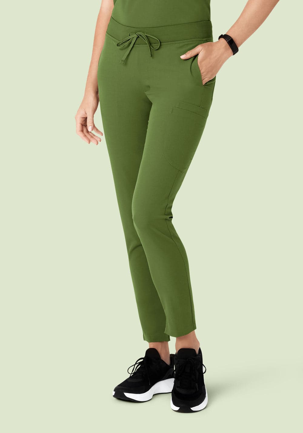 6 Cepli Slim Scrub Pantolon — Yosun Yeşili