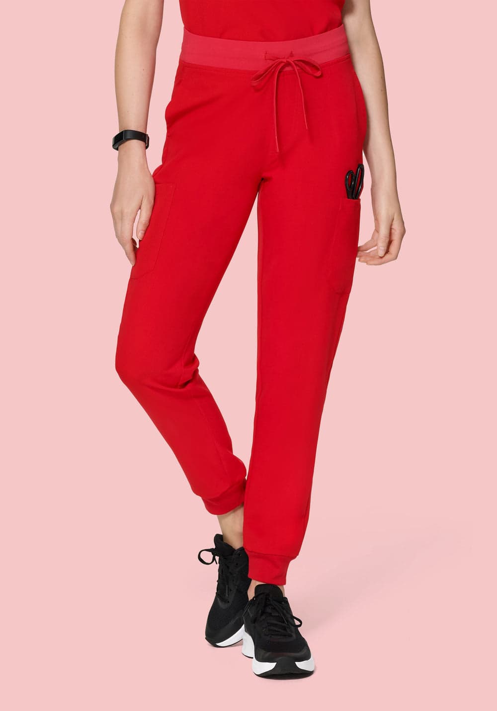 9 Cepli Jogger Scrub Pantolon — Şeker Kırmızısı