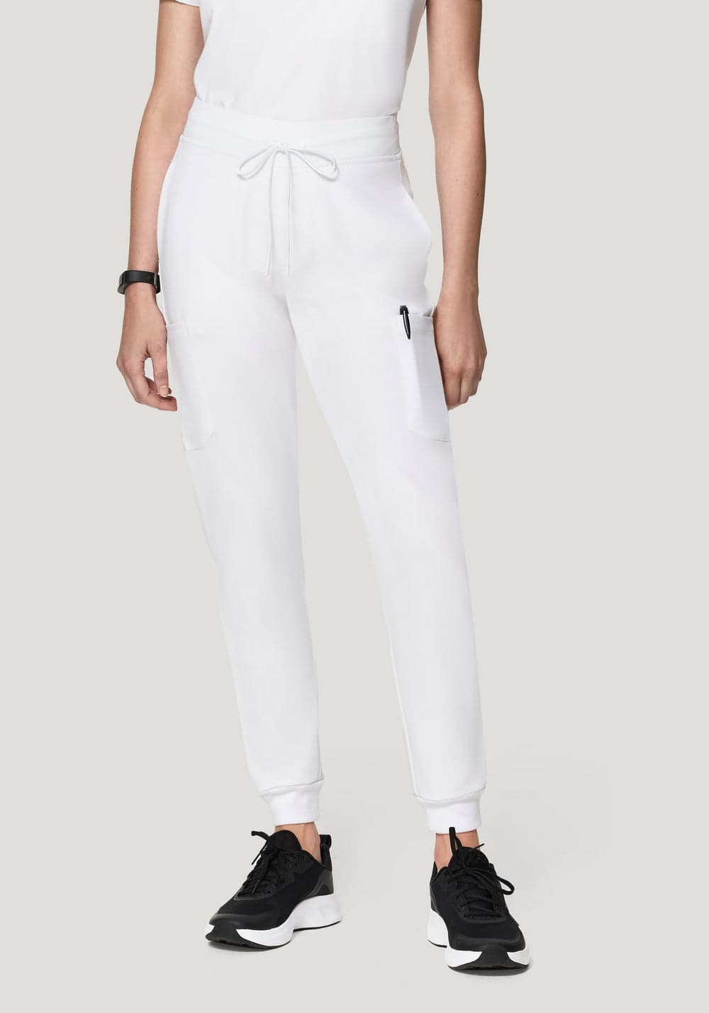9 Cepli Jogger Scrub Pantolon — Beyaz