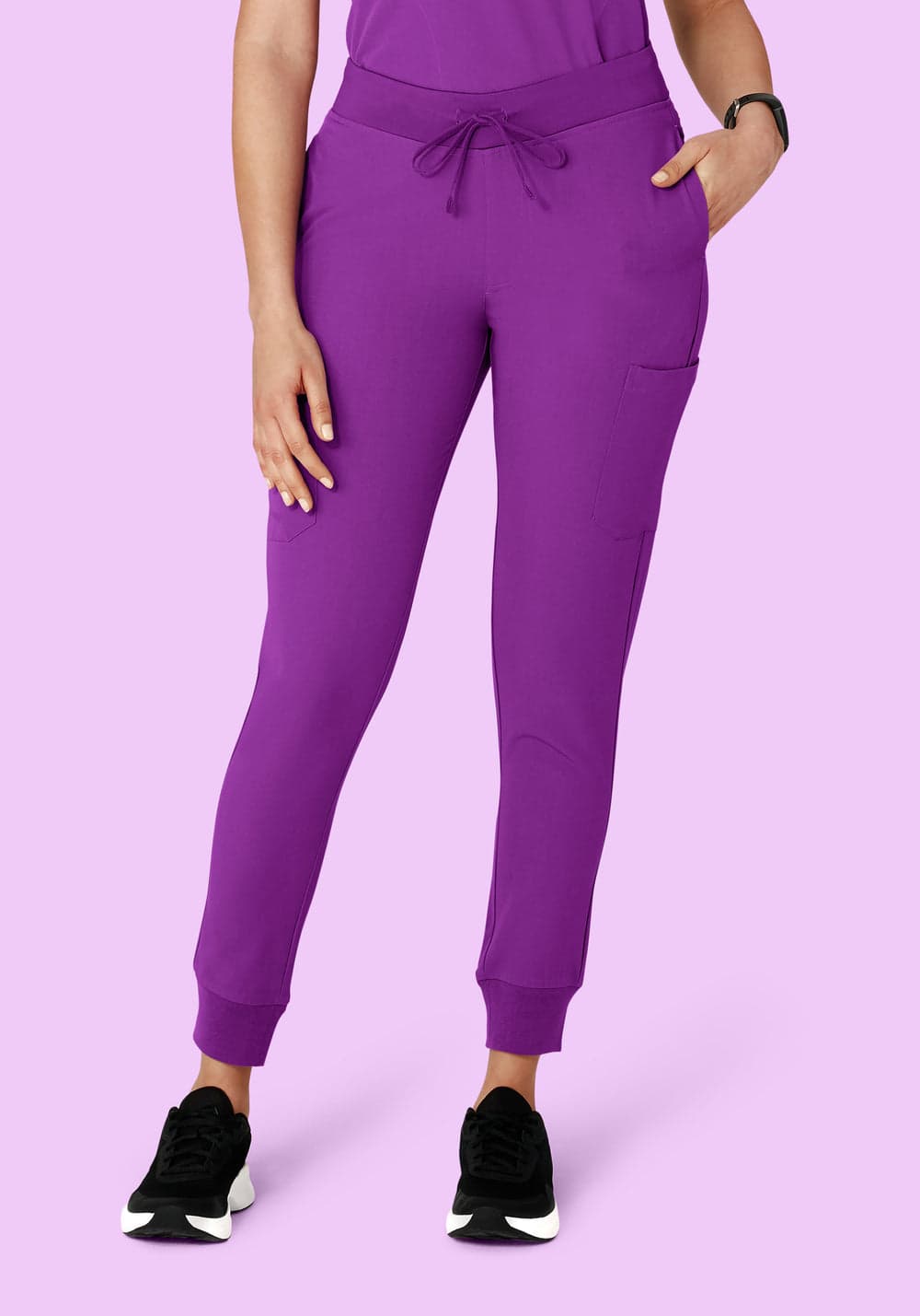 9 Cepli Jogger Scrub Pantolon — Koyu Üzüm