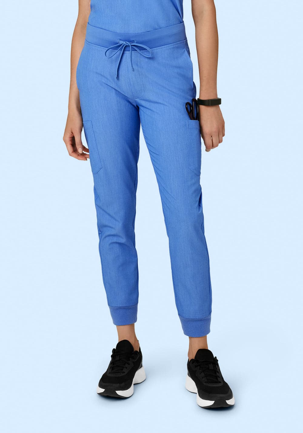 9 Cepli Jogger Scrub Pantolon — Kırçıllı Mavi