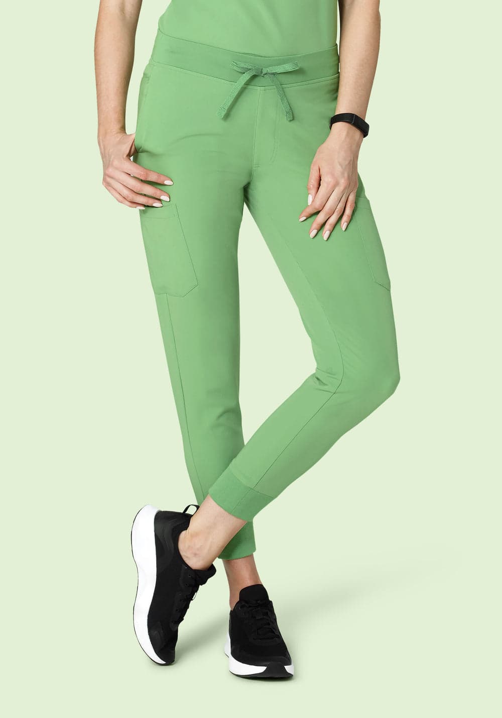 9 Cepli Jogger Scrub Pantolon — Aloe Yeşili
