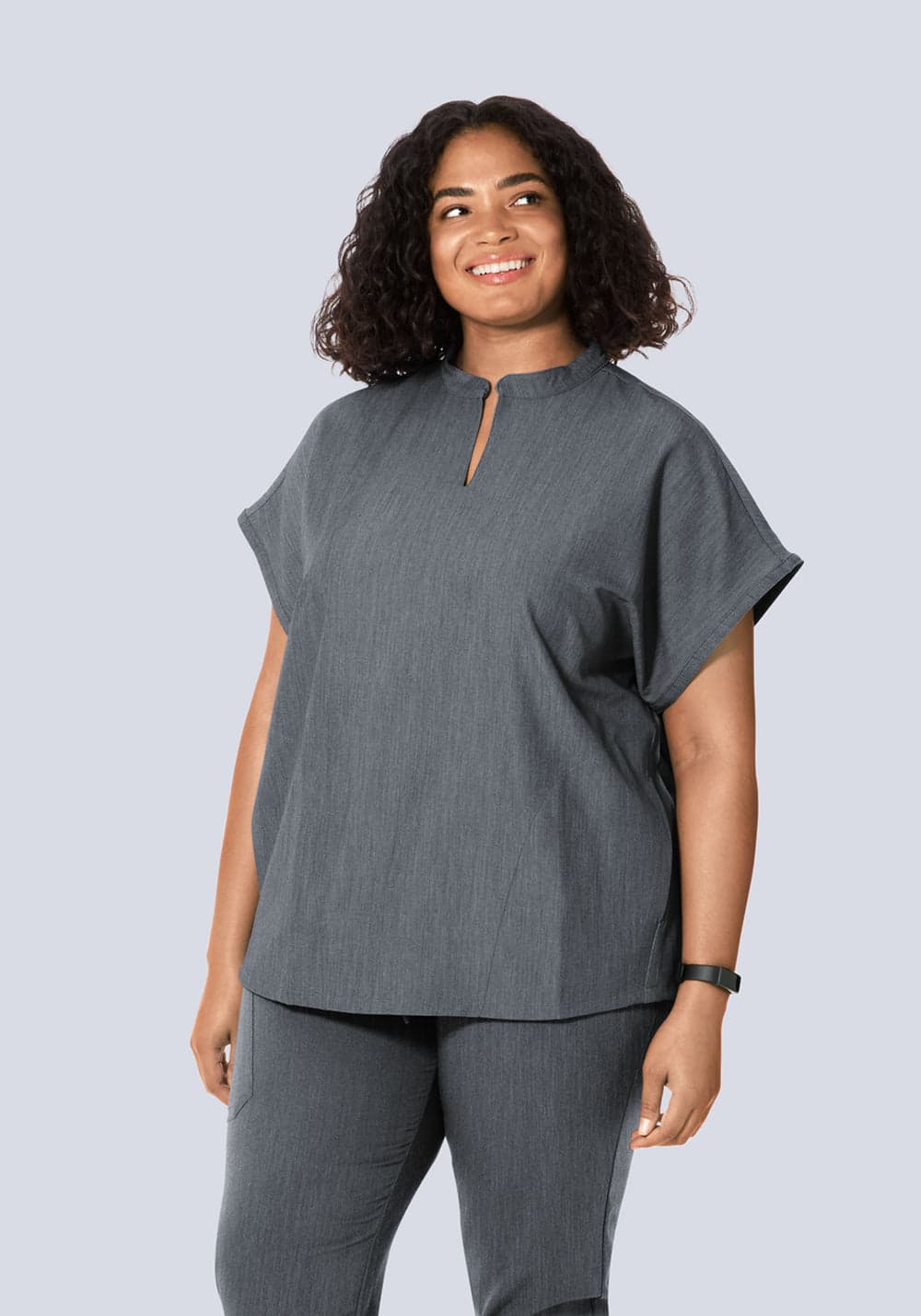 Hakim Yaka Dolman Scrub Üst — Gri