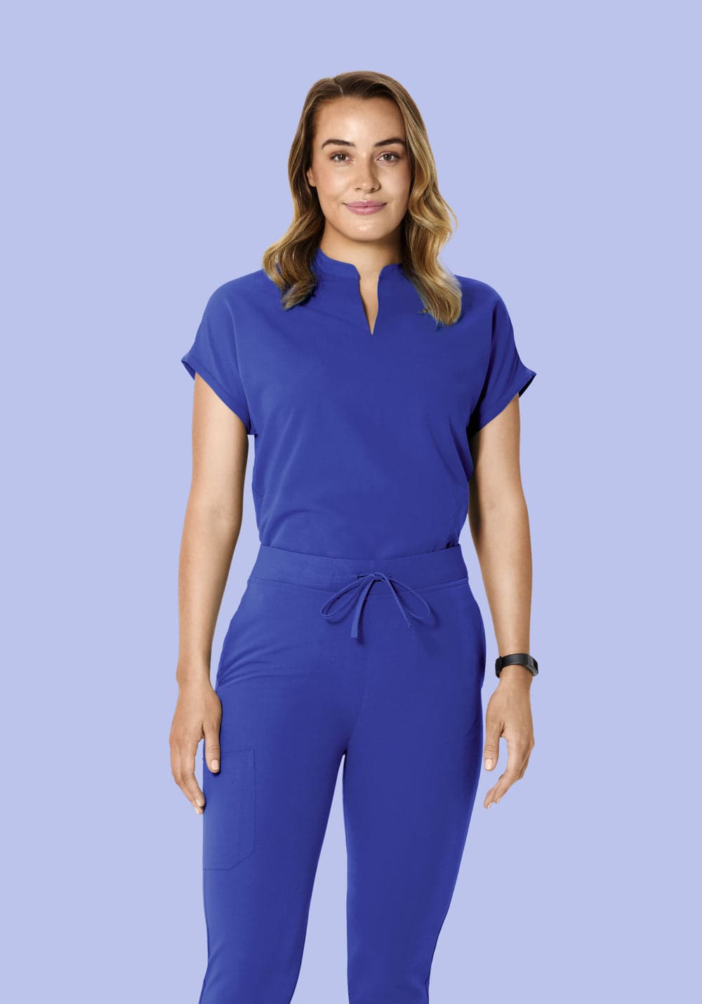 Hakim Yaka Dolman Scrub Üst — Very Peri