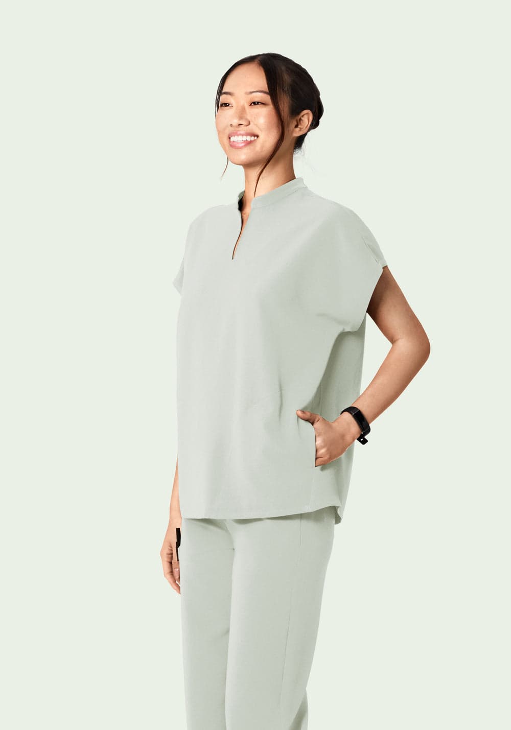 Hakim Yaka Dolman Scrub Üst — Kuzey Damlası