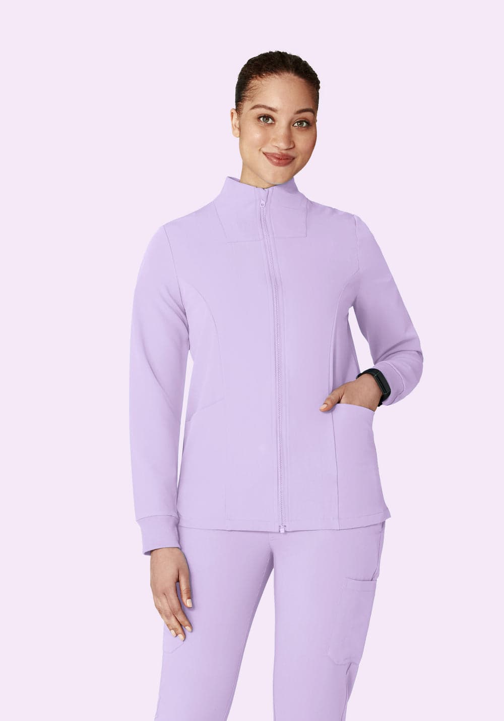 Kadın Modern Scrub Ceket — Soğuk Lavanta